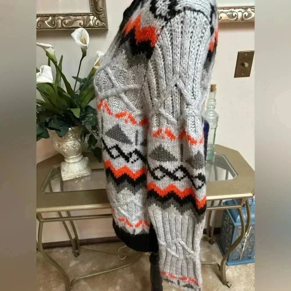 MAGASCHONI FAIR ISLE CABLE KNIT GEOMETRIC DESIGN CASUAL PULLOVER SWEATER SIZE L - Picture 5 of 11